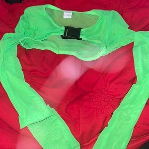 iHeartRaves Wicked Sweet Speed Clasp Mesh Ultra Crop Top - Neon Green - S